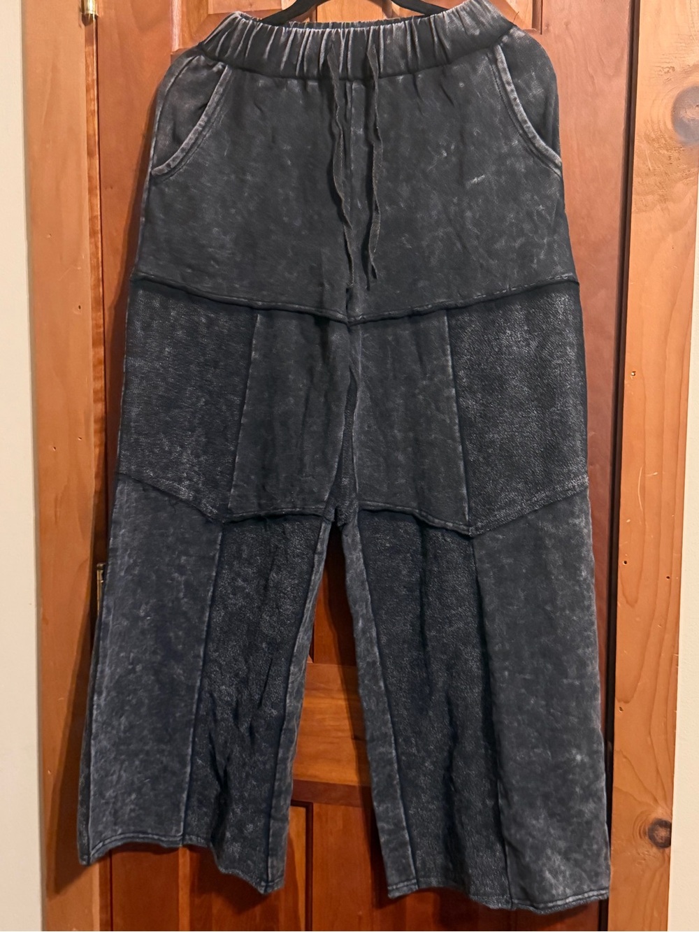 Women’s Boho Washed Black Wide Leg Pants